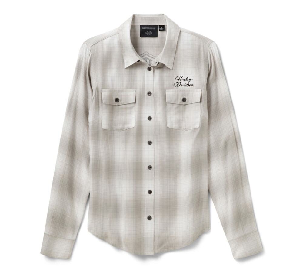 NWT Harley Davidson Women's H-D Essential Plaid Button Front Shirt size Large